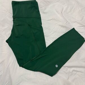 Lululemon Athletica Green Leggings with Wide Waistband